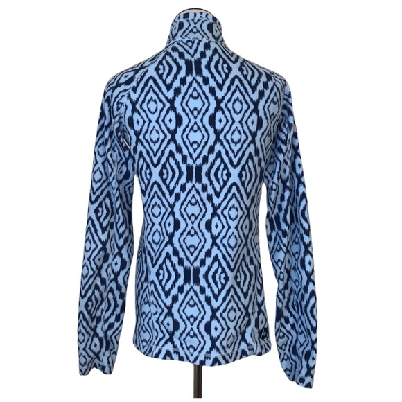 123 Marmot blue diamond print fleece quarter zip pullover sweater small - Picture 2 of 6